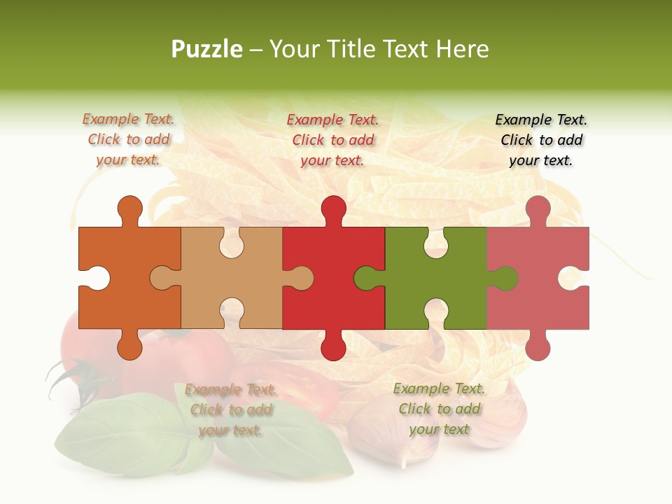 A Pile Of Pasta With Tomatoes And Basil PowerPoint Template