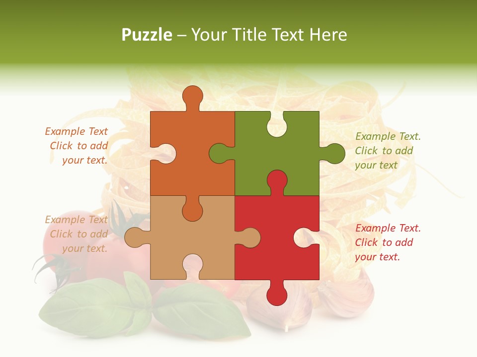 A Pile Of Pasta With Tomatoes And Basil PowerPoint Template