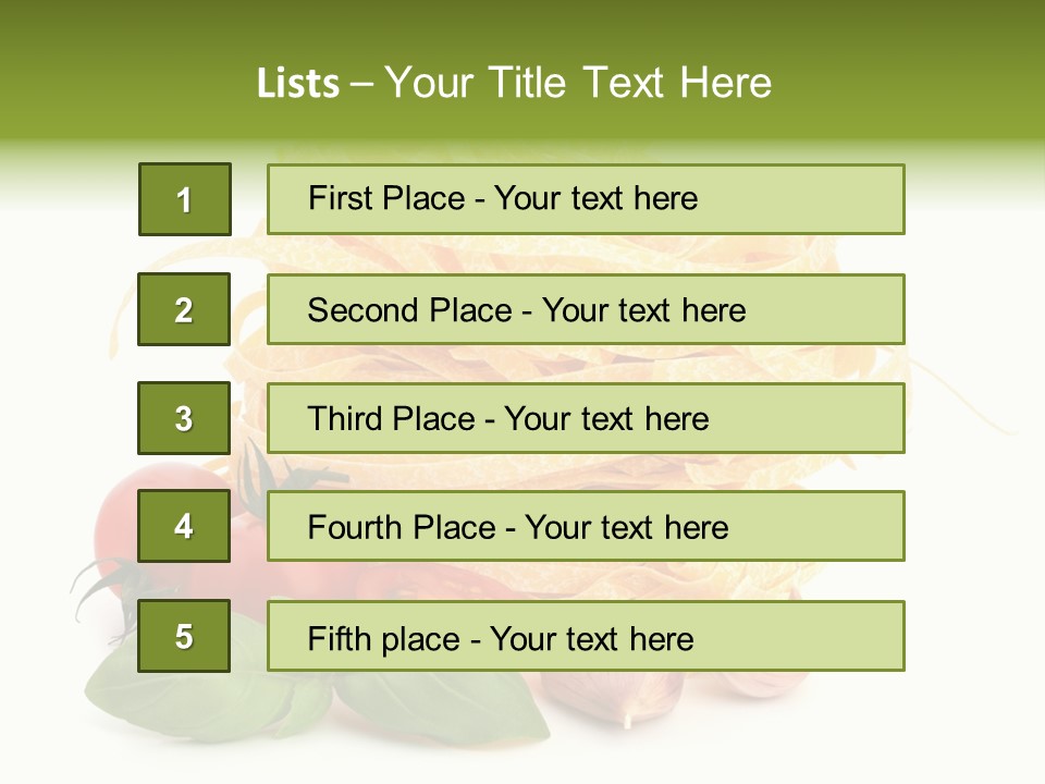 A Pile Of Pasta With Tomatoes And Basil PowerPoint Template