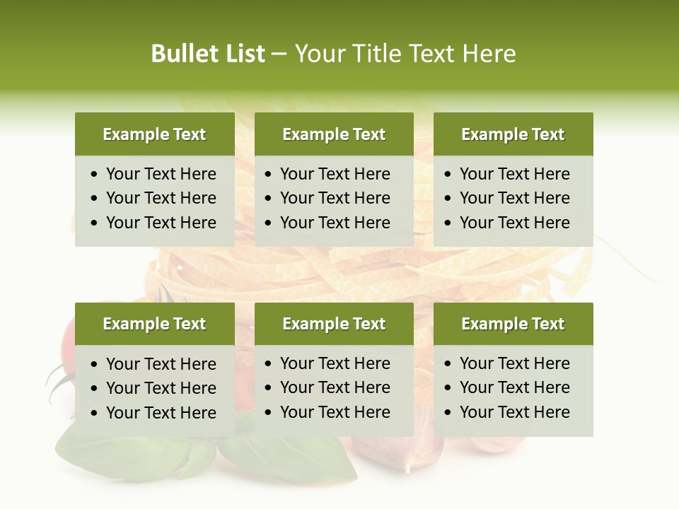 A Pile Of Pasta With Tomatoes And Basil PowerPoint Template