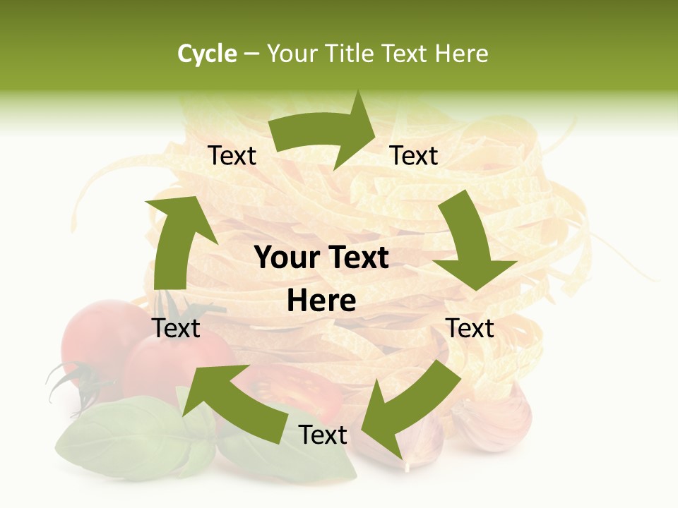 A Pile Of Pasta With Tomatoes And Basil PowerPoint Template