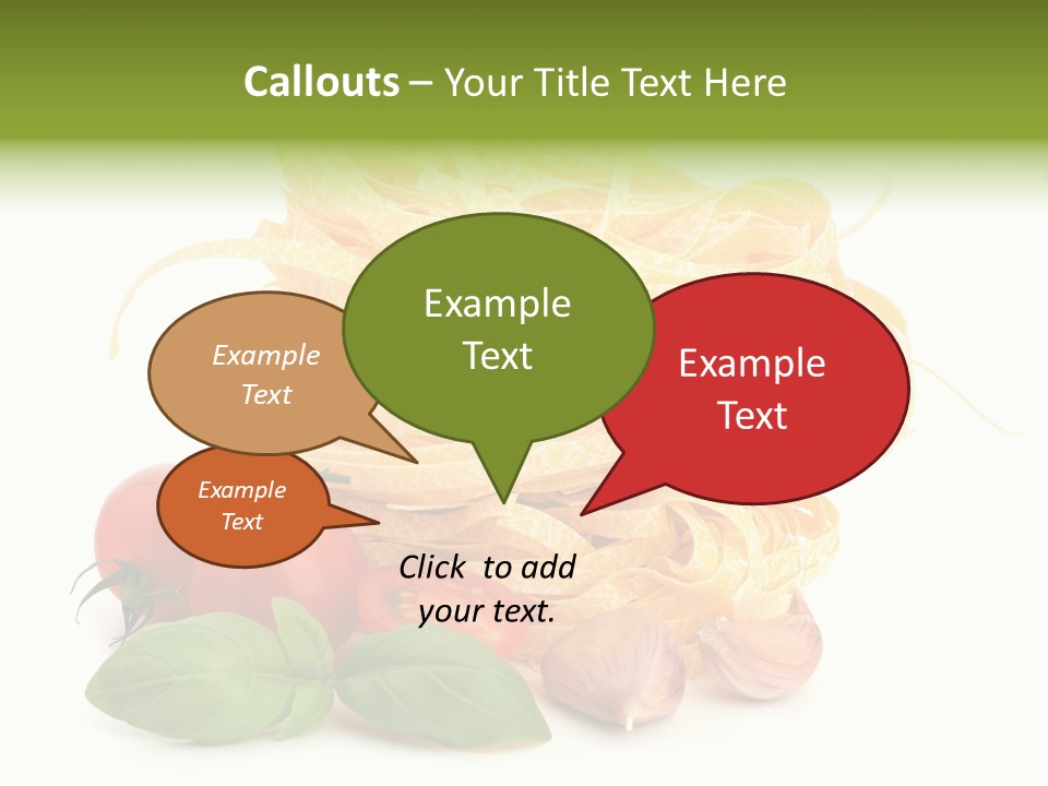 A Pile Of Pasta With Tomatoes And Basil PowerPoint Template