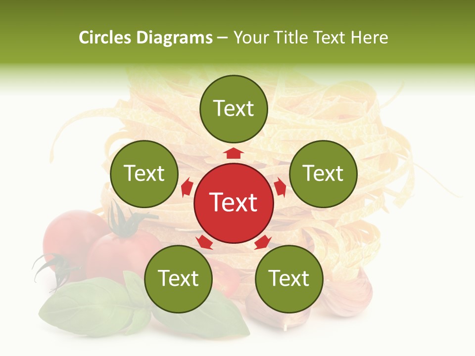 A Pile Of Pasta With Tomatoes And Basil PowerPoint Template