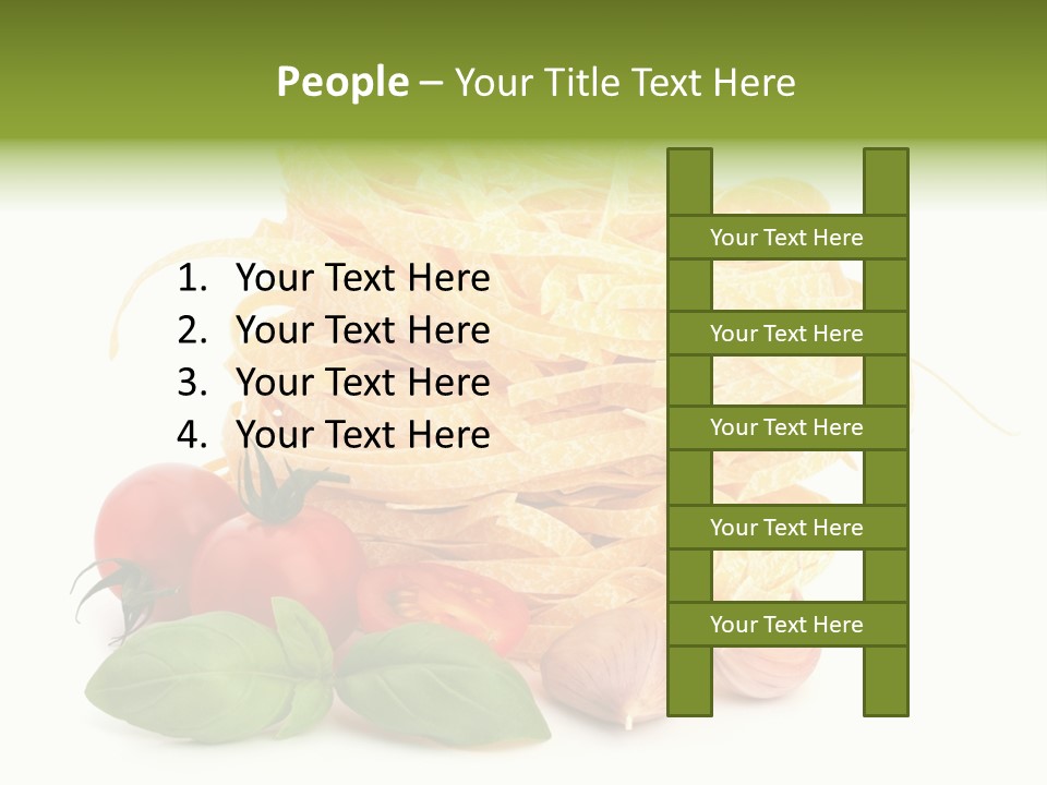 A Pile Of Pasta With Tomatoes And Basil PowerPoint Template