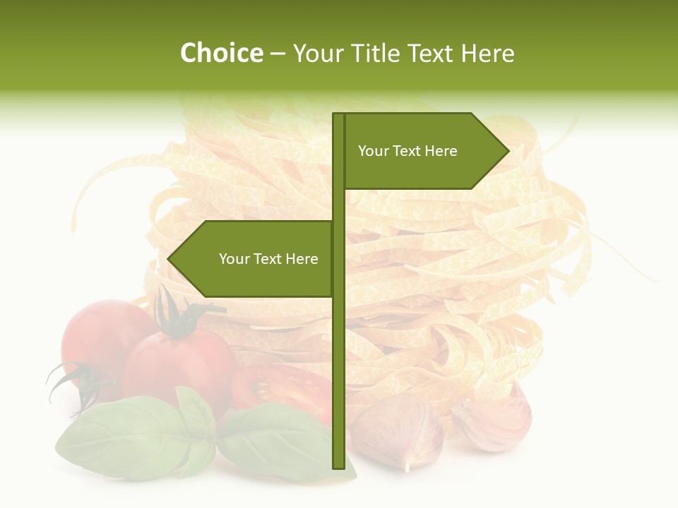 A Pile Of Pasta With Tomatoes And Basil PowerPoint Template