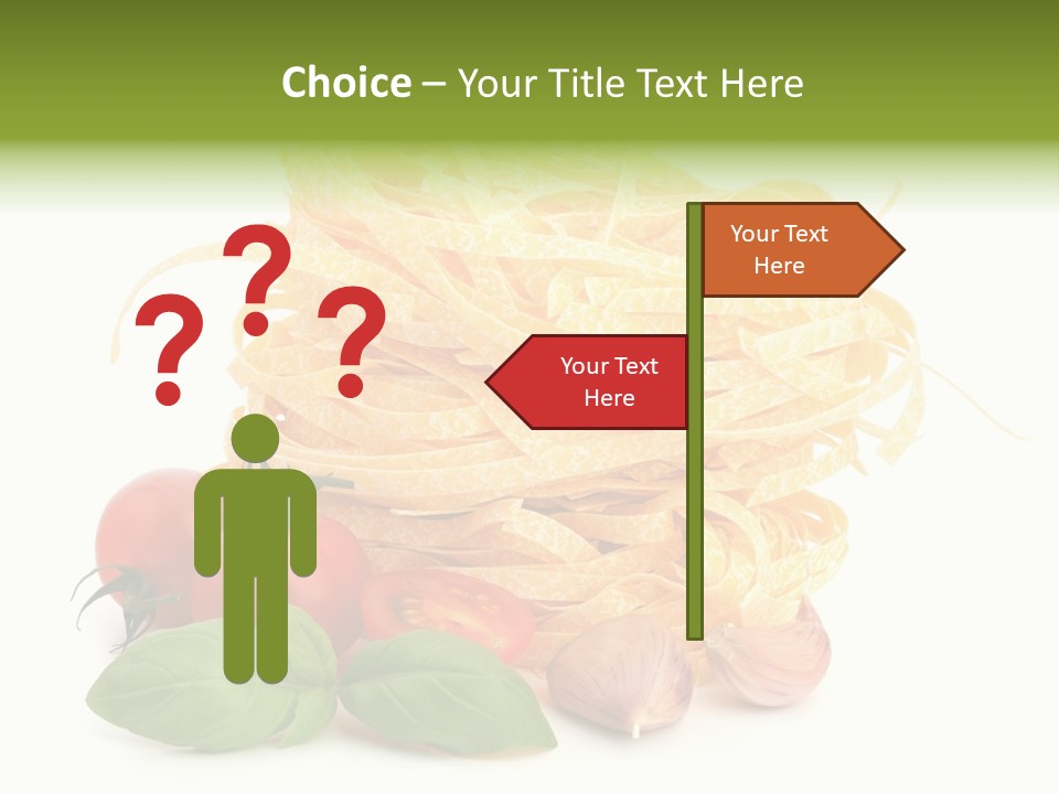 A Pile Of Pasta With Tomatoes And Basil PowerPoint Template