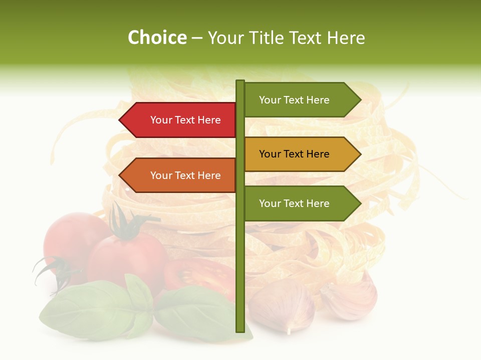 A Pile Of Pasta With Tomatoes And Basil PowerPoint Template