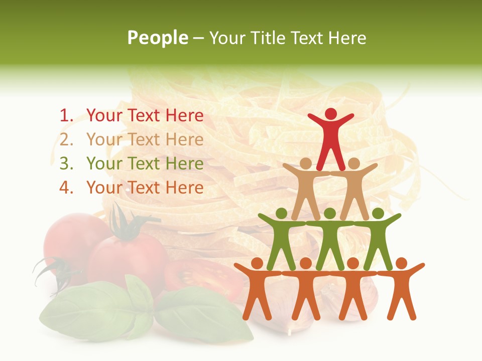 A Pile Of Pasta With Tomatoes And Basil PowerPoint Template