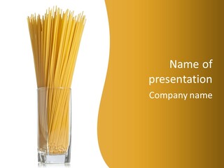 A Glass Filled With Pasta Noodles On Top Of A Table PowerPoint Template