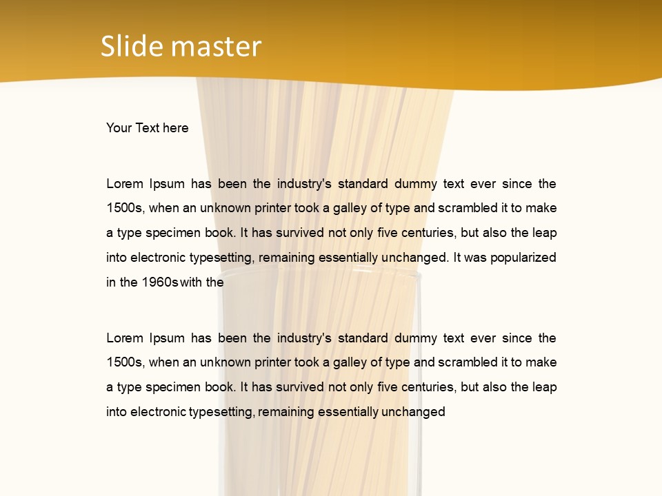 A Glass Filled With Pasta Noodles On Top Of A Table PowerPoint Template