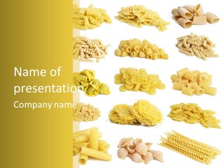 A Bunch Of Different Types Of Pasta On A White Background PowerPoint Template