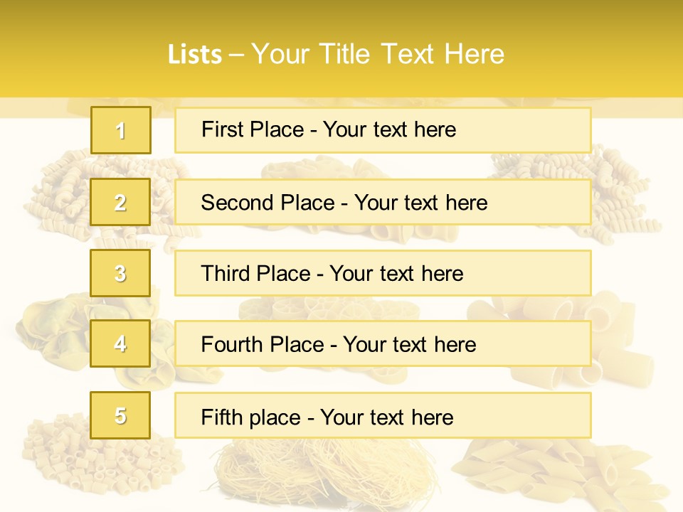 A Bunch Of Different Types Of Pasta On A White Background PowerPoint Template