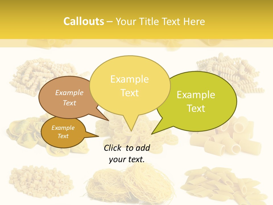 A Bunch Of Different Types Of Pasta On A White Background PowerPoint Template