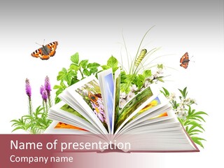 Textbook Flower Leaf PowerPoint Template