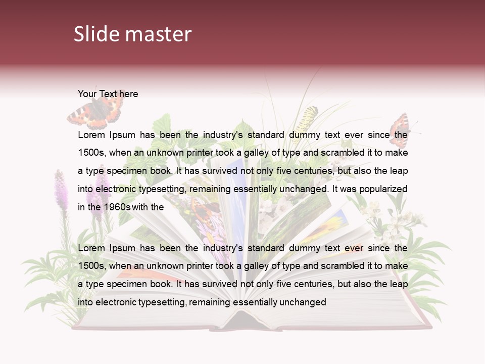Textbook Flower Leaf PowerPoint Template