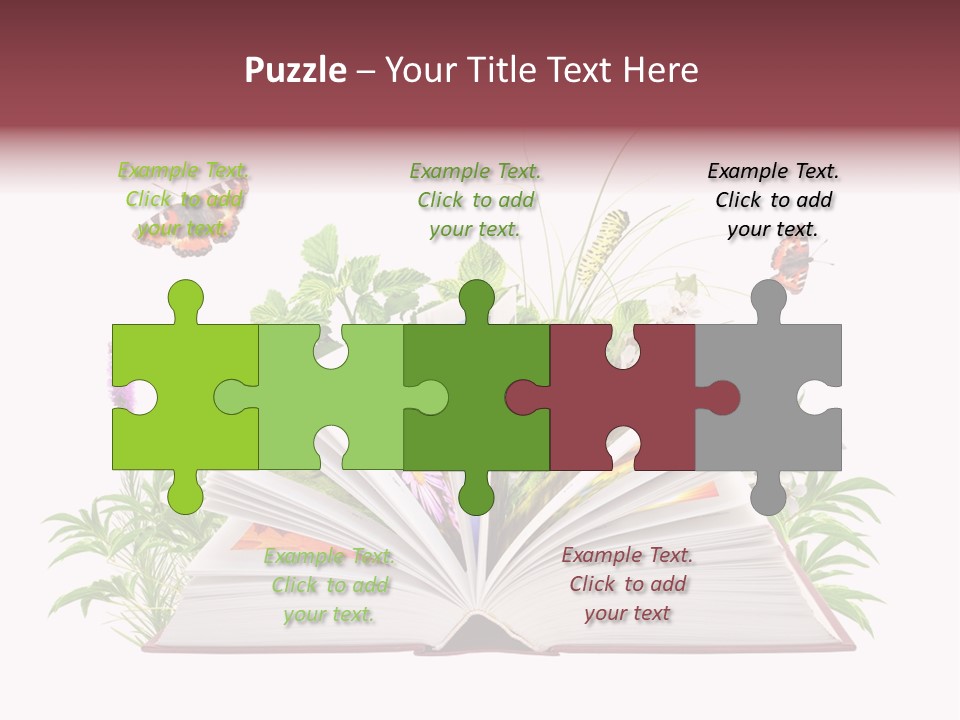 Textbook Flower Leaf PowerPoint Template