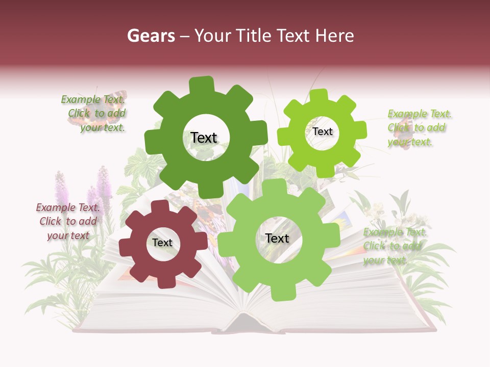 Textbook Flower Leaf PowerPoint Template
