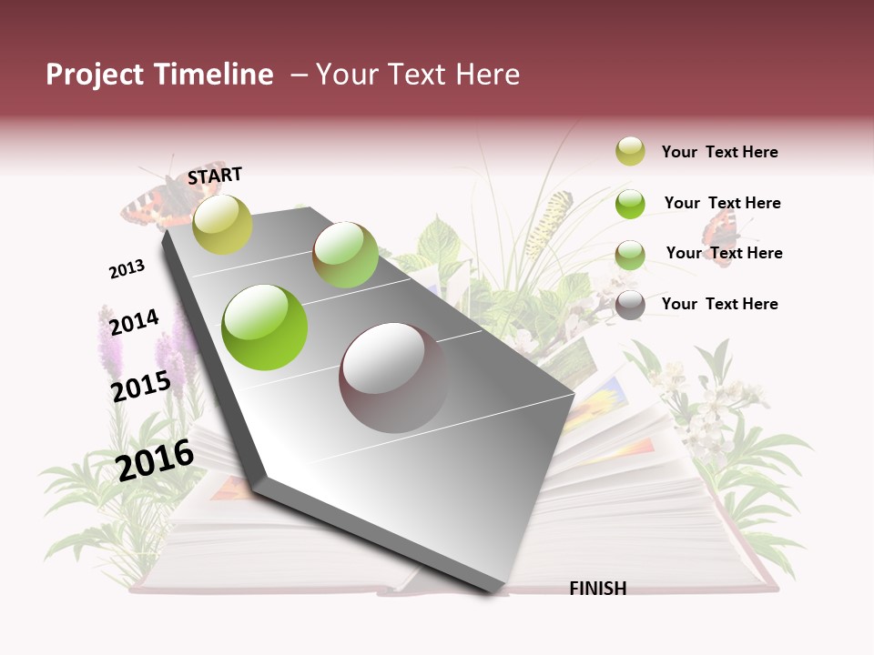 Textbook Flower Leaf PowerPoint Template