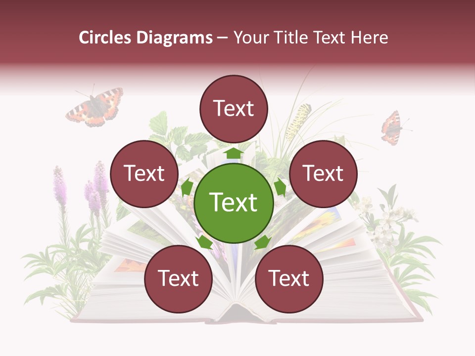 Textbook Flower Leaf PowerPoint Template
