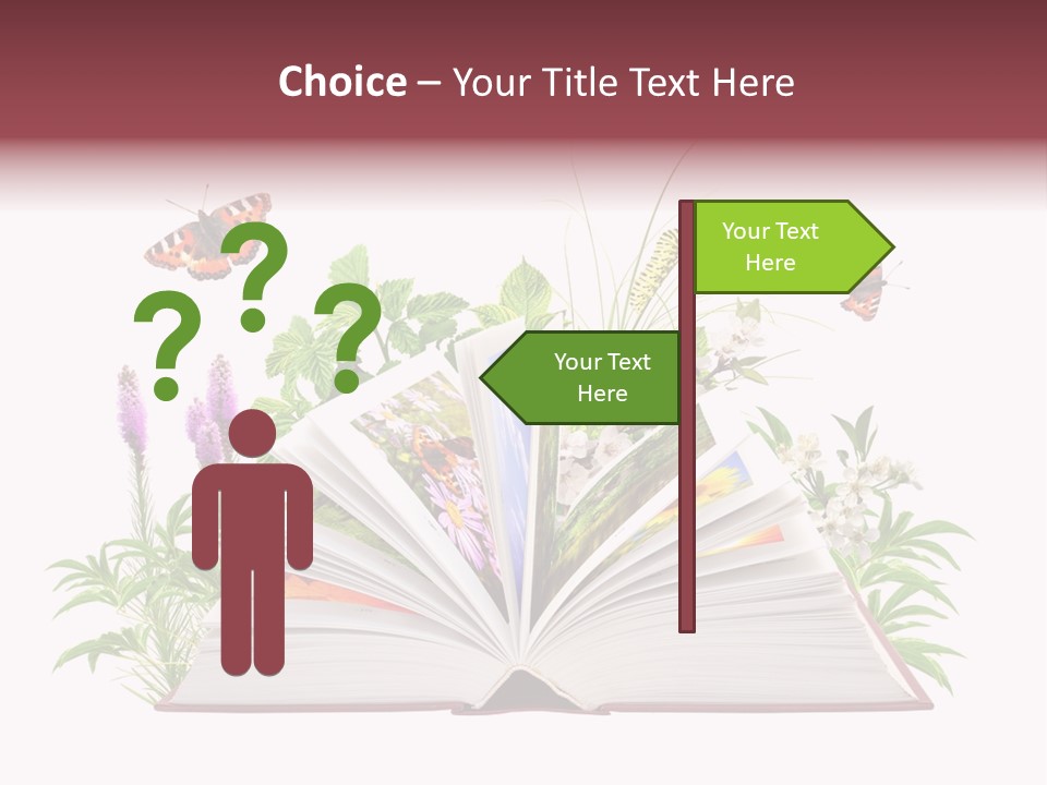 Textbook Flower Leaf PowerPoint Template