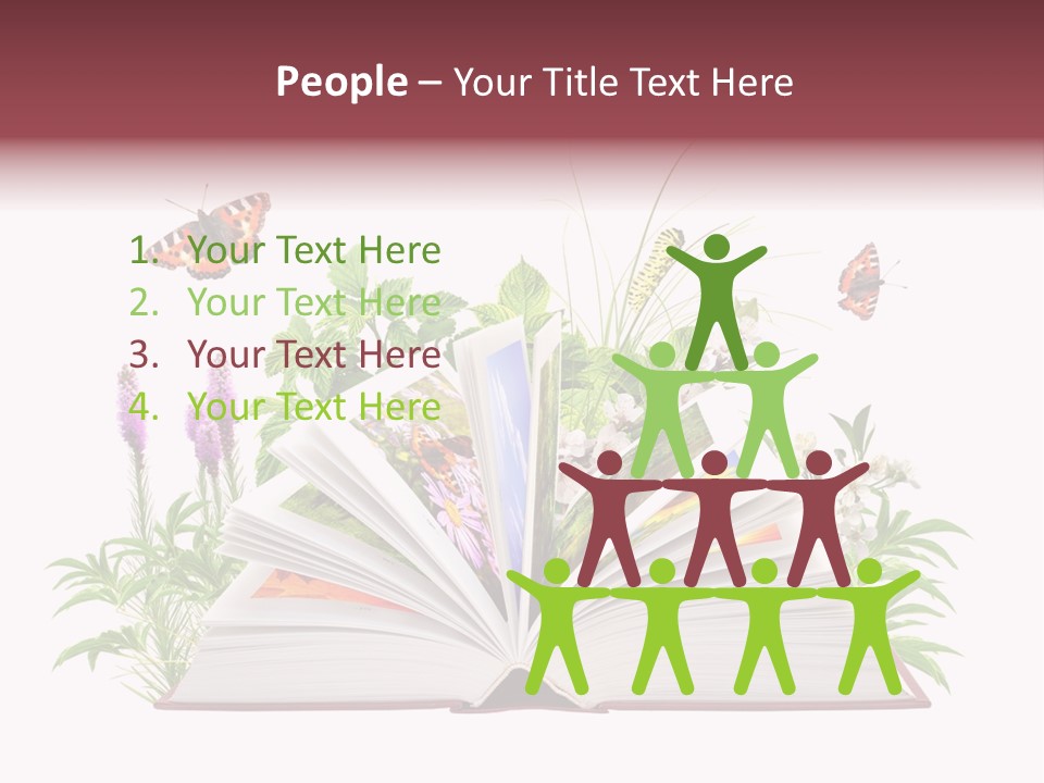 Textbook Flower Leaf PowerPoint Template