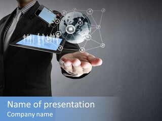 Slim Tool Holding PowerPoint Template