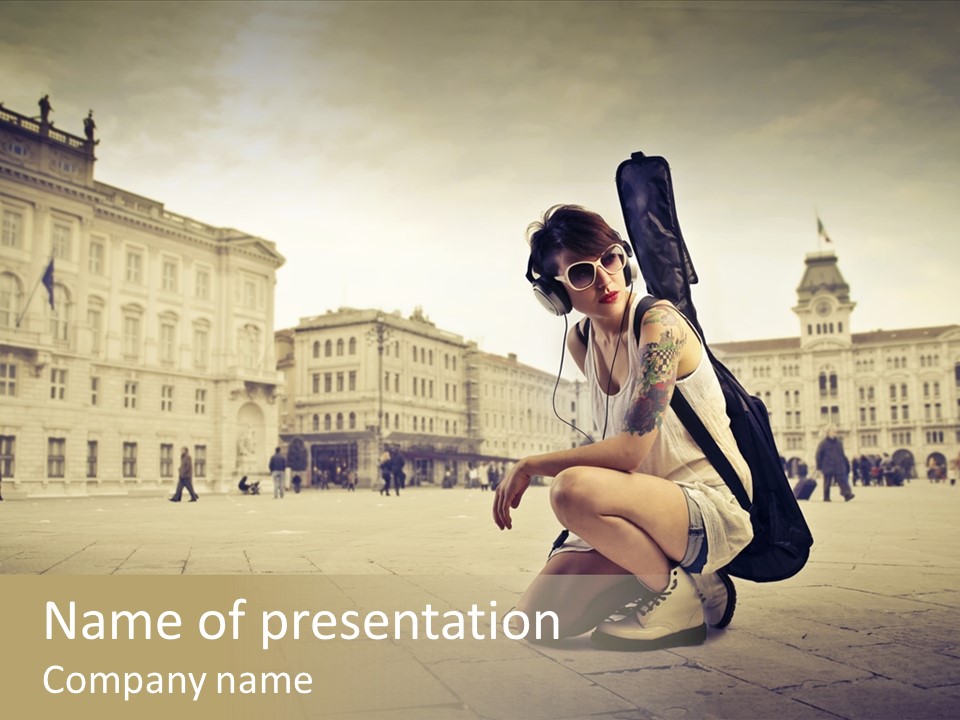 White Music Bass PowerPoint Template