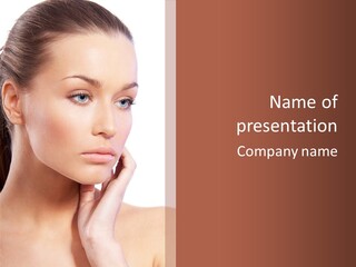 A Beautiful Woman With Blue Eyes Powerpoint Template PowerPoint Template