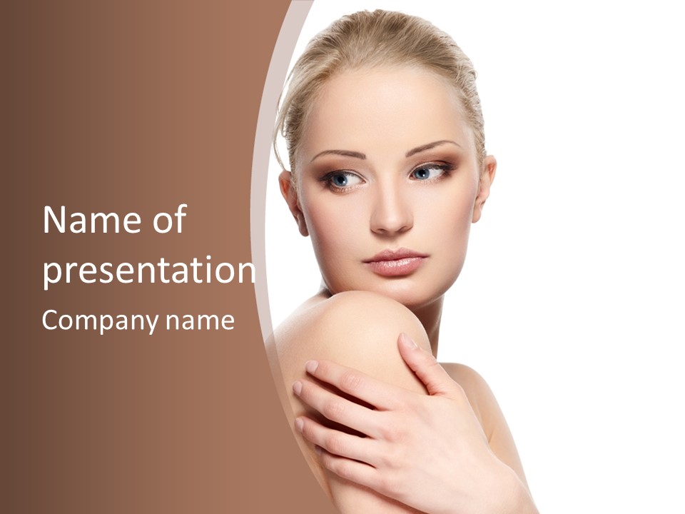 A Beautiful Woman With Her Arms Crossed Powerpoint Presentation Template PowerPoint Template