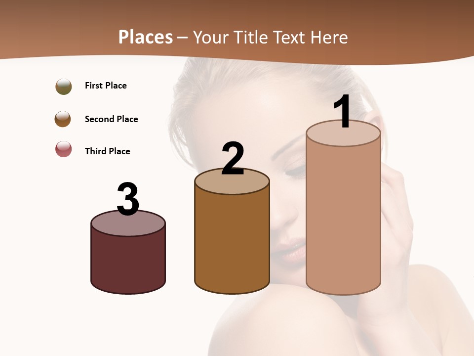 A Beautiful Woman Posing With Her Hand On Her Shoulder PowerPoint Template