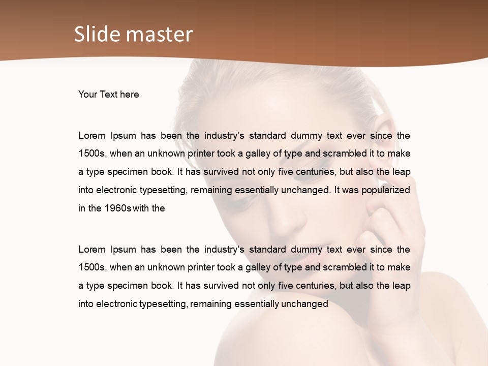 A Beautiful Woman Posing With Her Hand On Her Shoulder PowerPoint Template