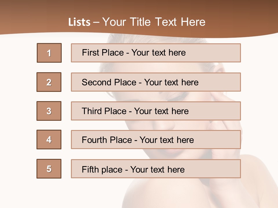 A Beautiful Woman Posing With Her Hand On Her Shoulder PowerPoint Template