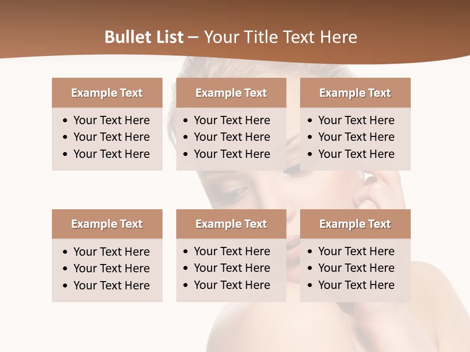 A Beautiful Woman Posing With Her Hand On Her Shoulder PowerPoint Template