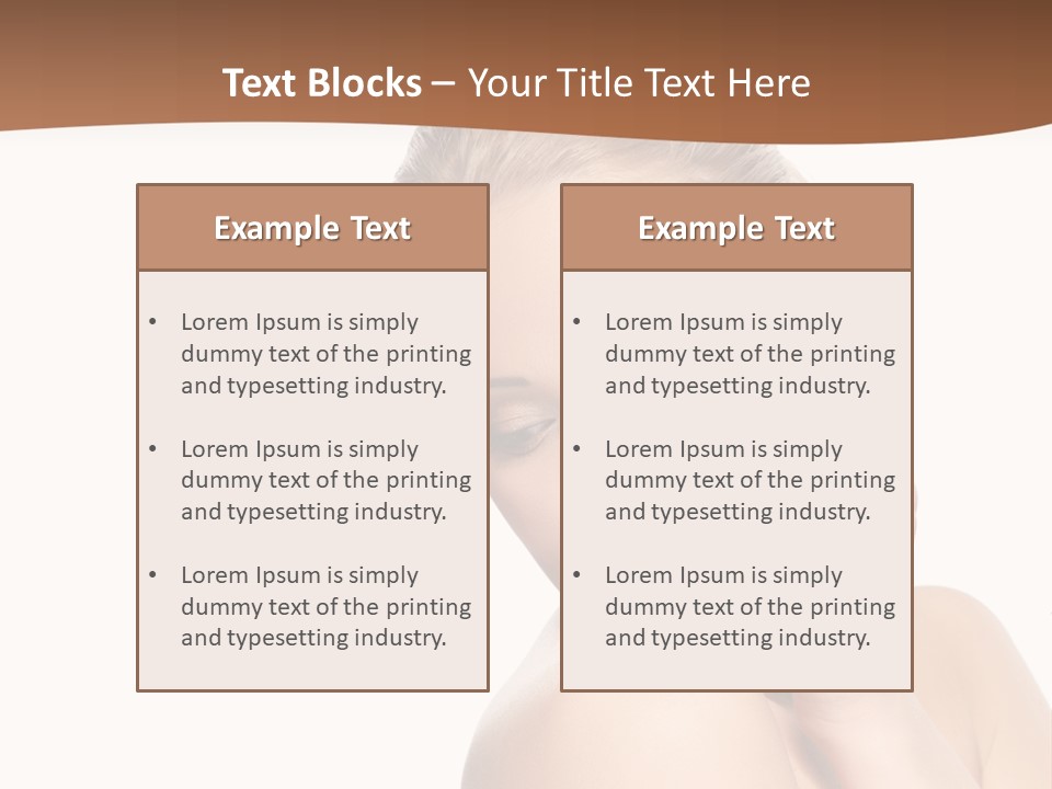 A Beautiful Woman Posing With Her Hand On Her Shoulder PowerPoint Template