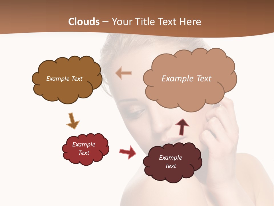 A Beautiful Woman Posing With Her Hand On Her Shoulder PowerPoint Template