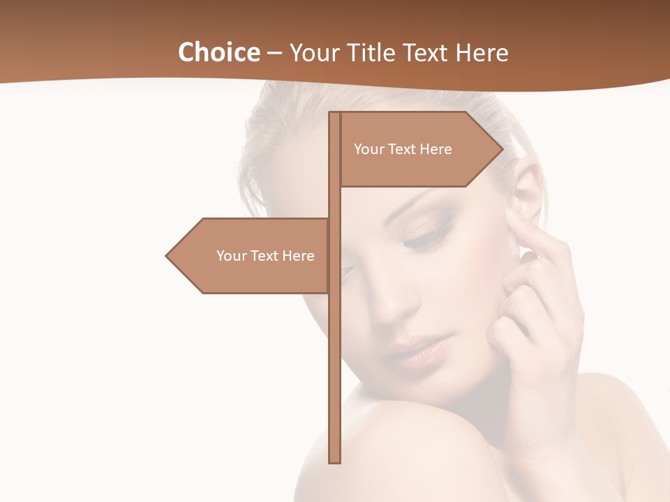 A Beautiful Woman Posing With Her Hand On Her Shoulder PowerPoint Template