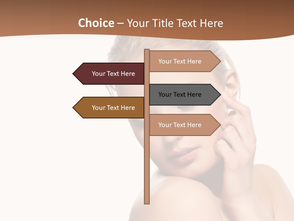 A Beautiful Woman Posing With Her Hand On Her Shoulder PowerPoint Template