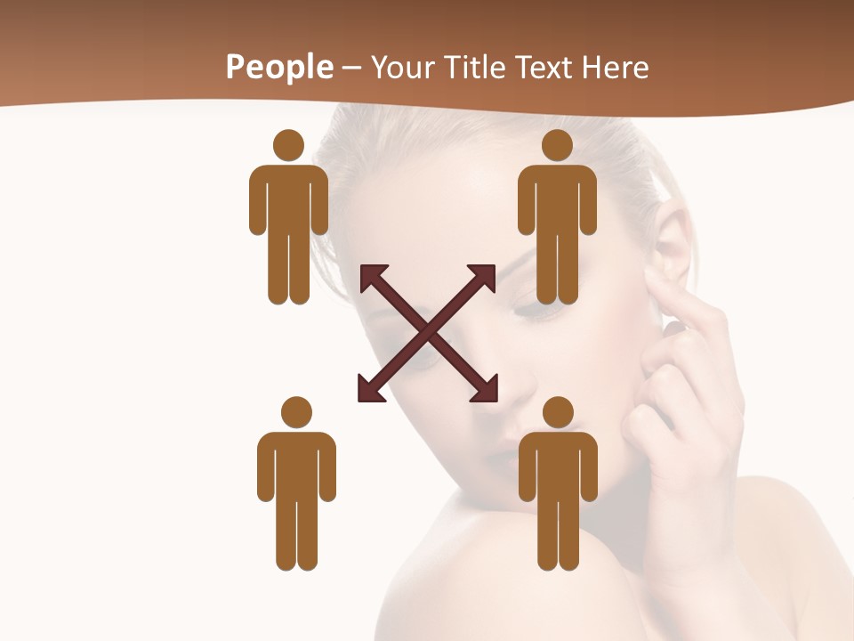 A Beautiful Woman Posing With Her Hand On Her Shoulder PowerPoint Template