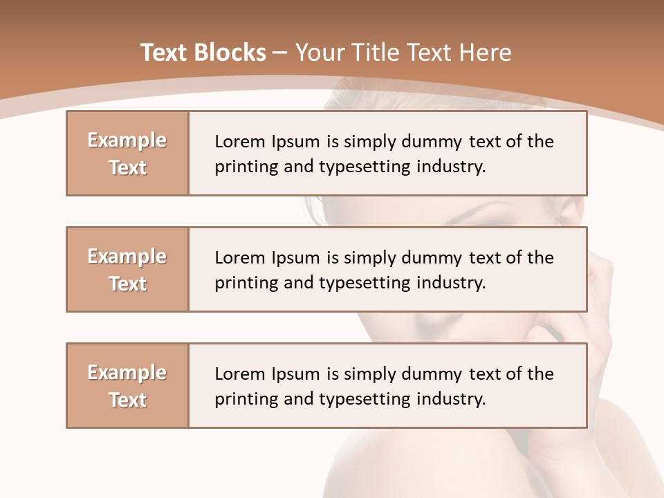 A Beautiful Woman Posing With Her Hand On Her Shoulder PowerPoint Template