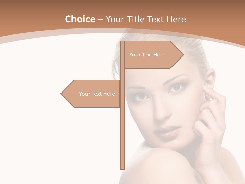 A Beautiful Woman Posing With Her Hand On Her Shoulder PowerPoint Template