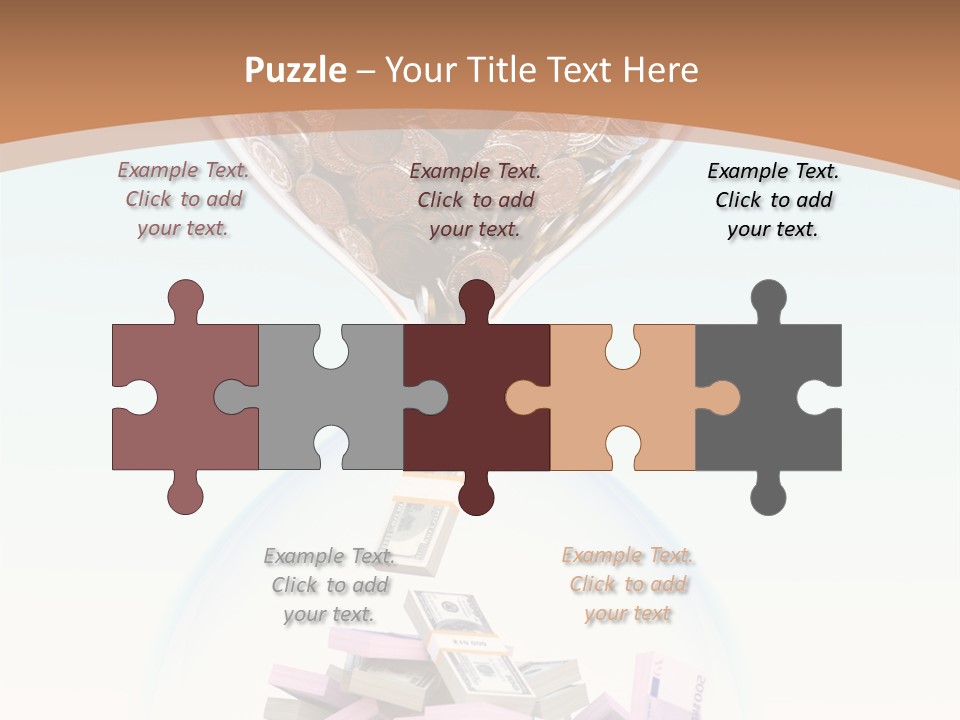 A Hourglass Filled With Money On Top Of A Table PowerPoint Template