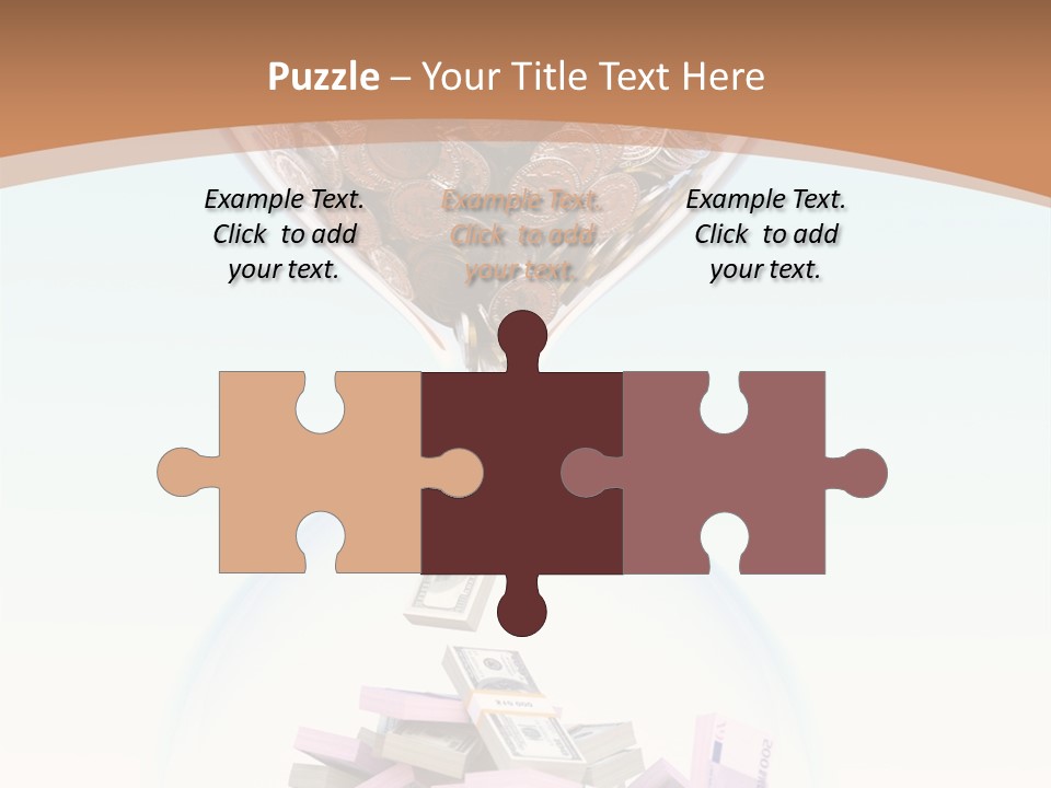 A Hourglass Filled With Money On Top Of A Table PowerPoint Template