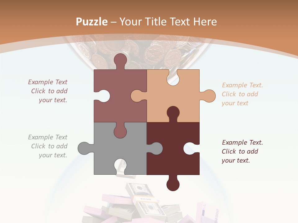 A Hourglass Filled With Money On Top Of A Table PowerPoint Template