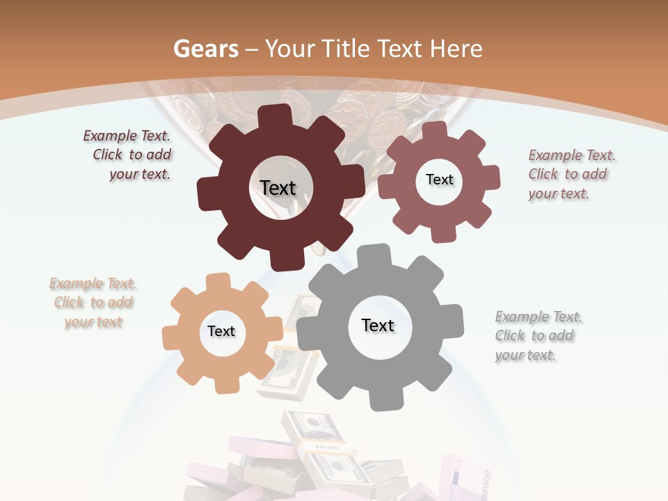 A Hourglass Filled With Money On Top Of A Table PowerPoint Template