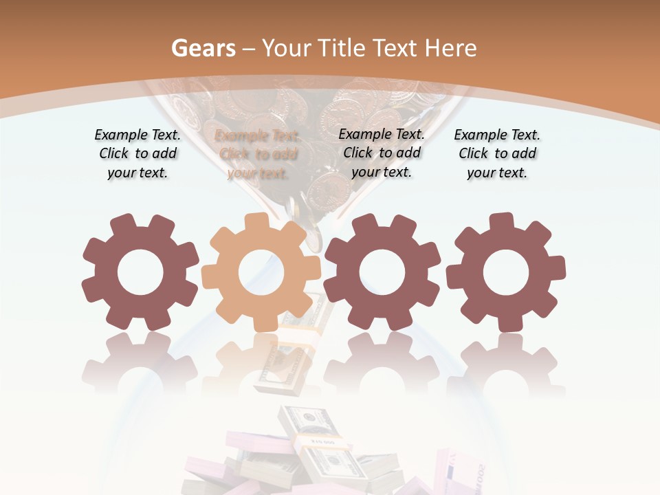 A Hourglass Filled With Money On Top Of A Table PowerPoint Template