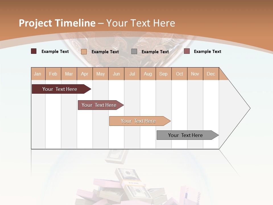 A Hourglass Filled With Money On Top Of A Table PowerPoint Template