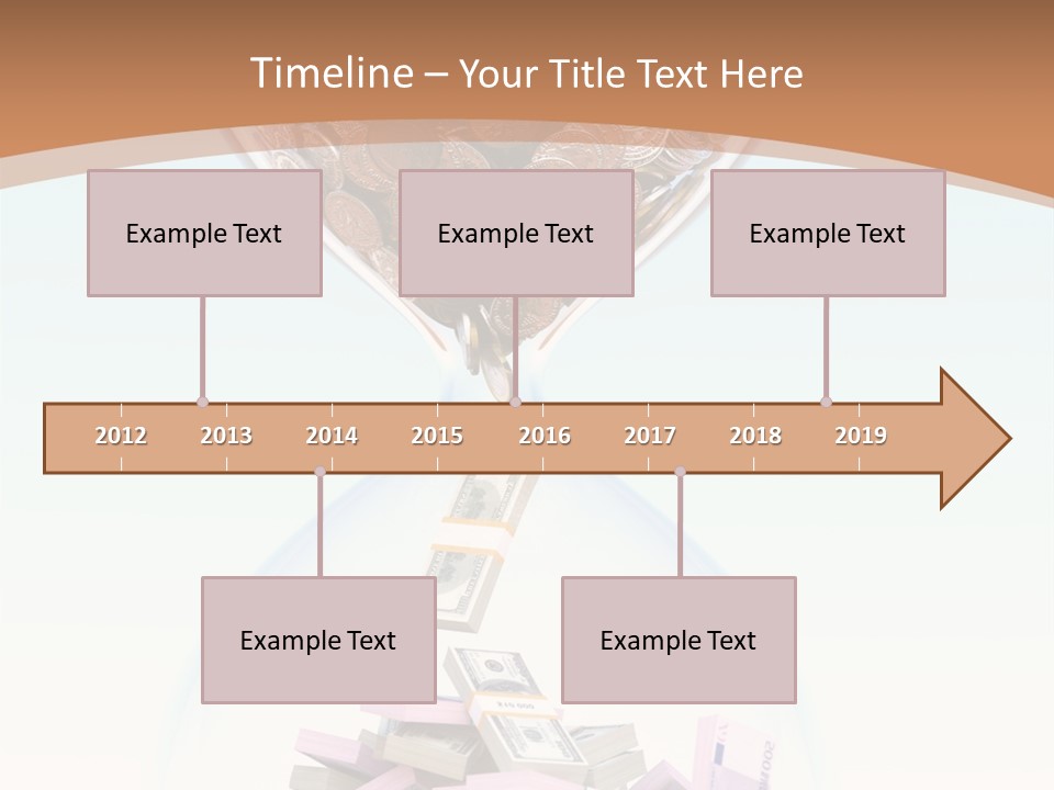 A Hourglass Filled With Money On Top Of A Table PowerPoint Template