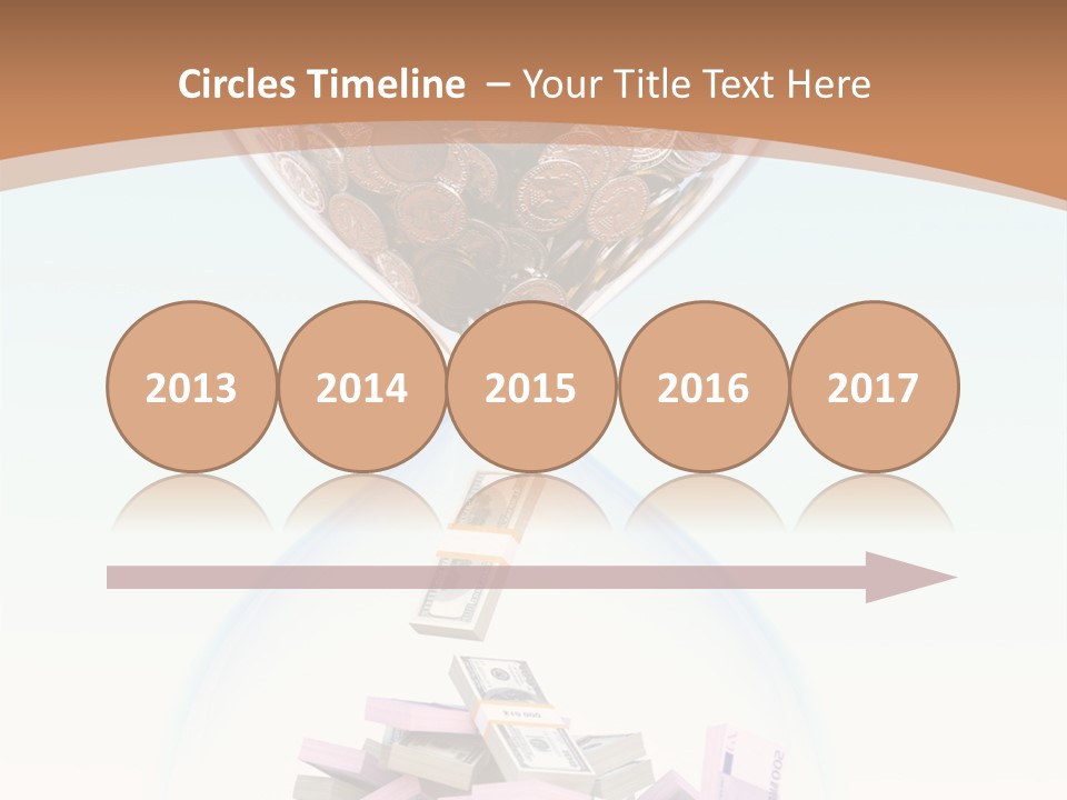 A Hourglass Filled With Money On Top Of A Table PowerPoint Template