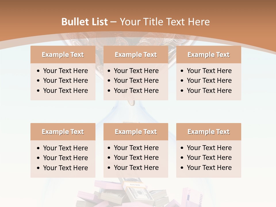 A Hourglass Filled With Money On Top Of A Table PowerPoint Template