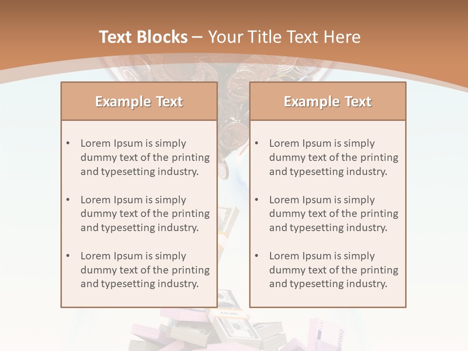 A Hourglass Filled With Money On Top Of A Table PowerPoint Template